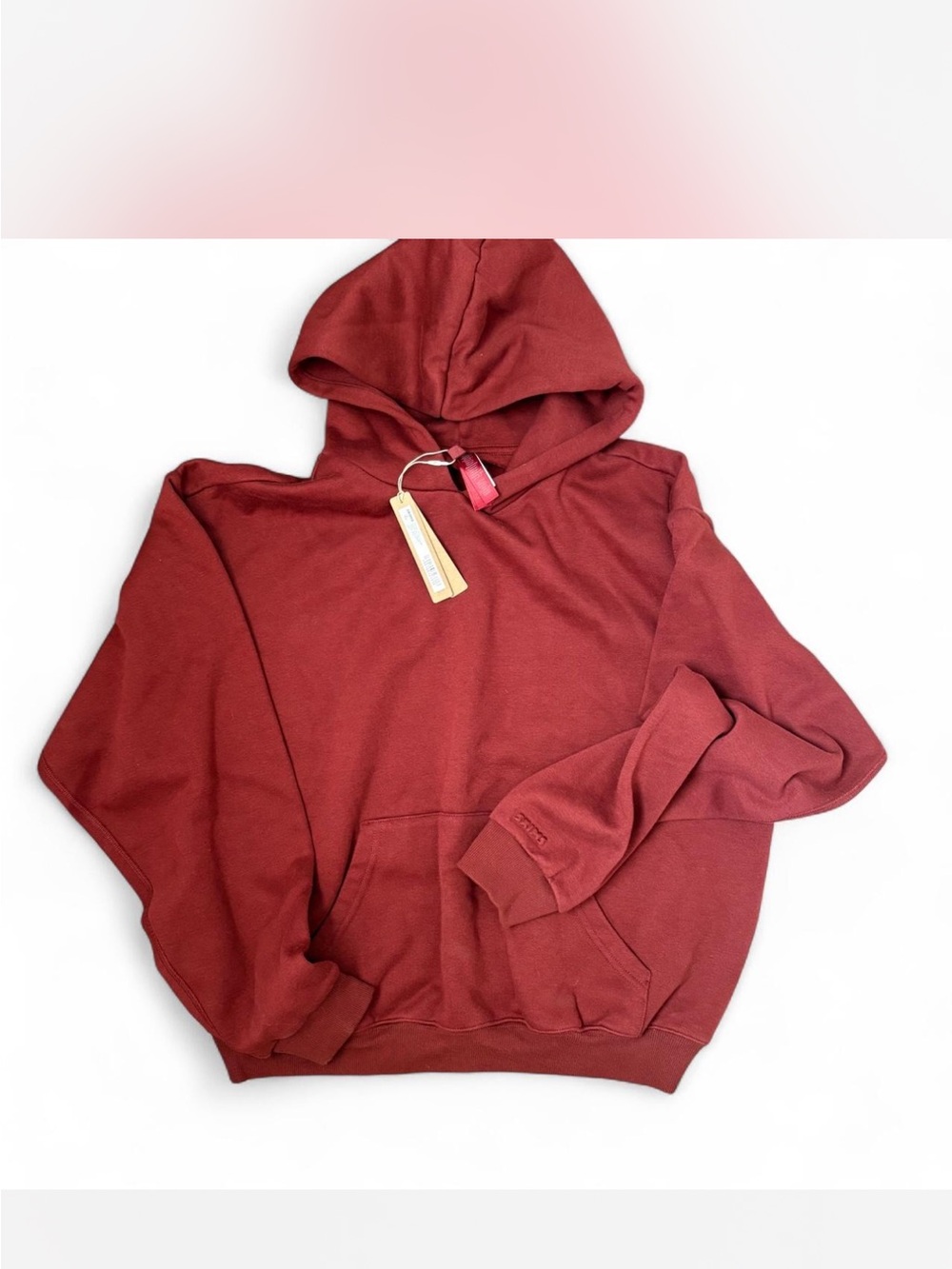 Skims Cotton Fleece Classic Pullover Hoodie in Merlot Size Large NWT